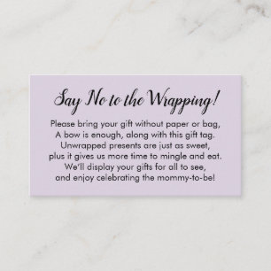 Say No to Wrapping Baby Shower Lavender Gift Card