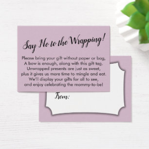 Say No to Wrapping Baby Shower Mauve Gift Card