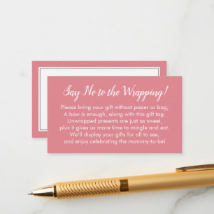 Say No to Wrapping Baby Shower Pink Gift Card