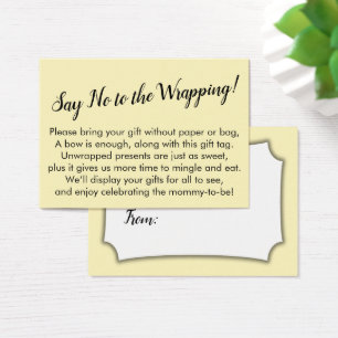 Say No to Wrapping Baby Shower Yellow Gift Card