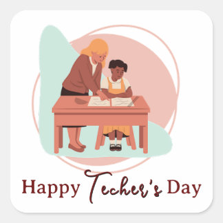 Say thank to the teacher square sticker