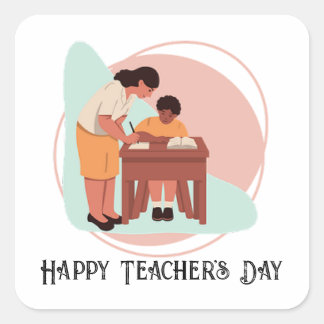 Say thank to the teacher square sticker