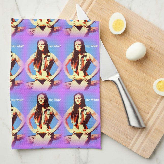 say what bikini girl kitchen towel (Quarter Fold)