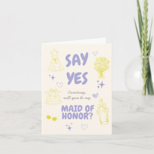 Say Yes Lavender + Yellow Doodle Proposal Card