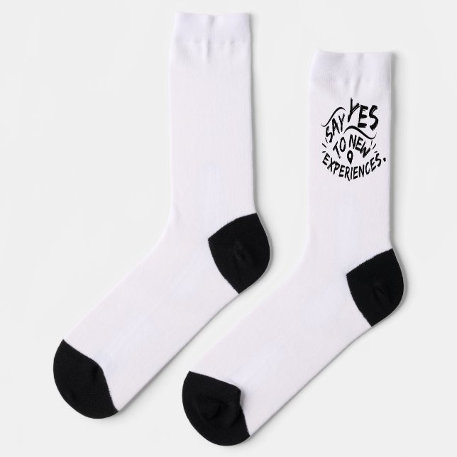Say Yes To New Experiences (Black Text) Socks (Left)