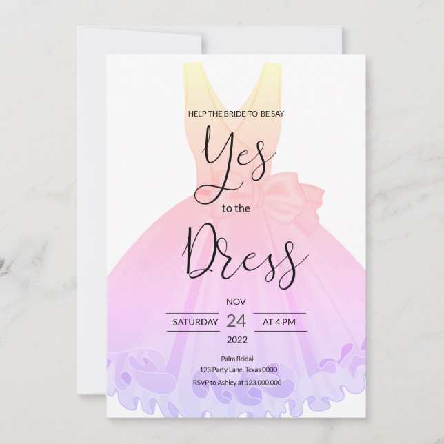 Say Yes To The Dress  Invitation (Front)