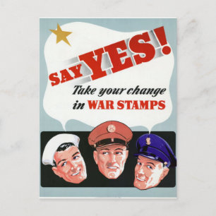 Say Yes to War Stamps Postcard