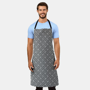 Sayagata pattern, Japanese, Black and White Apron