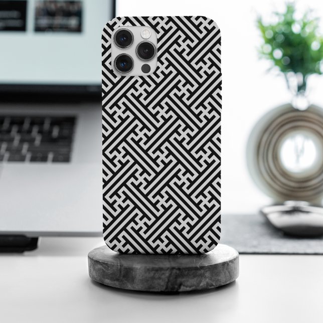 Sayagata pattern, Japanese, Black and White Case-Mate iPhone Case (Creator Uploaded)