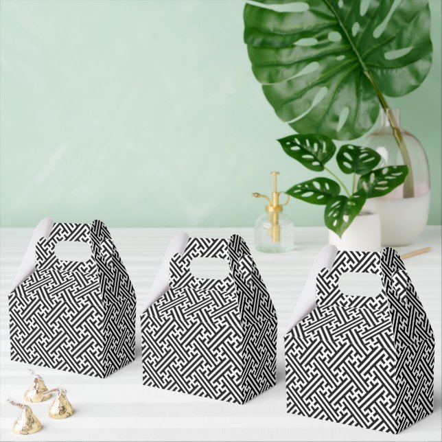 Sayagata pattern, Japanese, Black and White Favour Box (Multiple)