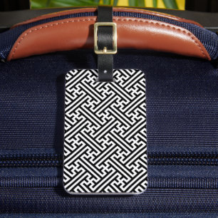 Sayagata pattern, Japanese, Black and White Luggage Tag