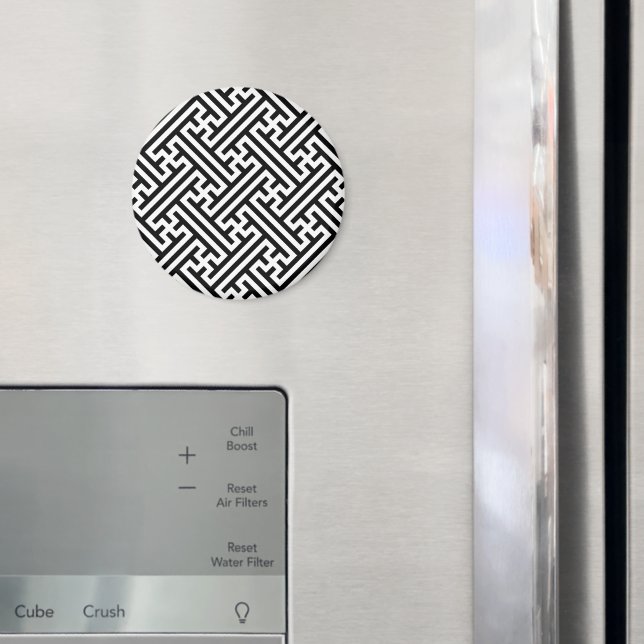 Sayagata pattern, Japanese, Black and White Magnet (In Situ (Fridge))