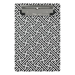Sayagata pattern, Japanese, Black and White Mini Clipboard