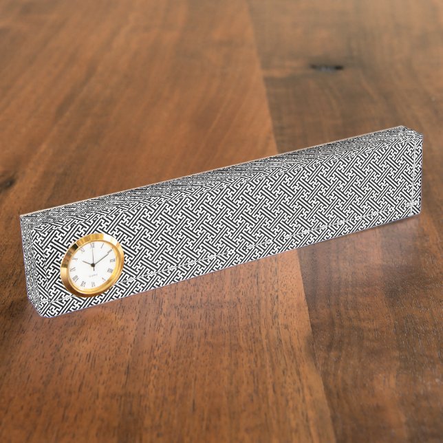 Sayagata pattern, Japanese, Black and White Nameplate (Side)
