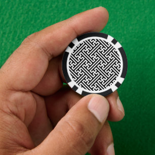 Sayagata pattern, Japanese, Black and White Poker Chips
