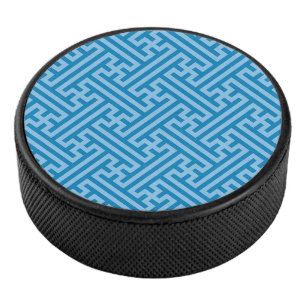 Sayagata pattern, Japanese, Blue and Baby Blue Hockey Puck
