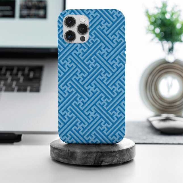 Sayagata pattern, Japanese, Blue and Baby Blue iPhone Case (Creator Uploaded)