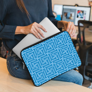 Sayagata pattern, Japanese, Blue and Baby Blue Laptop Sleeve