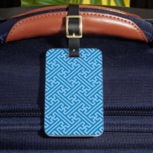 Sayagata pattern, Japanese, Blue and Baby Blue Luggage Tag