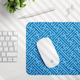 Sayagata pattern, Japanese, Blue and Baby Blue Mouse Pad