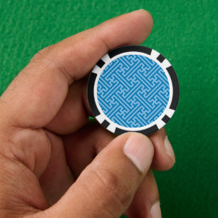 Sayagata pattern, Japanese, Blue and Baby Blue Poker Chips