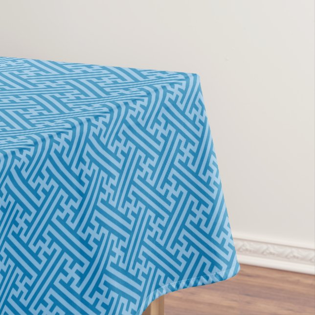 Sayagata pattern, Japanese, Blue and Baby Blue Tablecloth (In Situ)