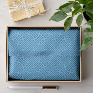 Sayagata pattern, Japanese, Blue and Baby Blue Tissue Paper