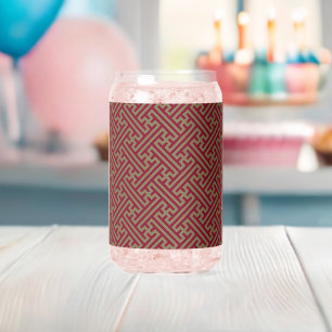 Sayagata pattern, Japanese, Burgundy and Gold Can Glass