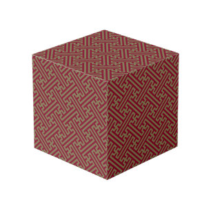 Sayagata pattern, Japanese, Burgundy and Gold Cube