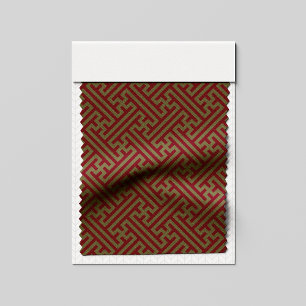 Sayagata pattern, Japanese, Burgundy and Gold Fabric