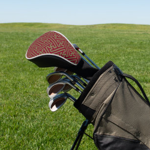 Sayagata pattern, Japanese, Burgundy and Gold Golf Head Cover