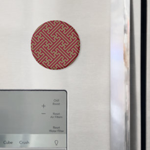 Sayagata pattern, Japanese, Burgundy and Gold Magnet