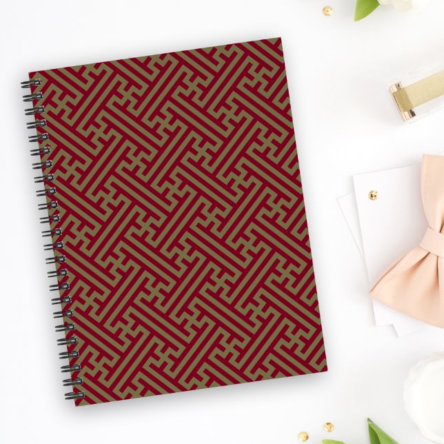 Sayagata pattern, Japanese, Burgundy and Gold Notebook (Creator Uploaded)