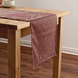 Sayagata pattern, Japanese, Burgundy and Gold Short Table Runner