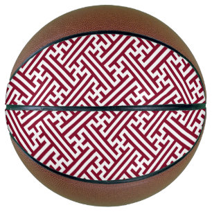 Sayagata pattern, Japanese, Burgundy and White Basketball