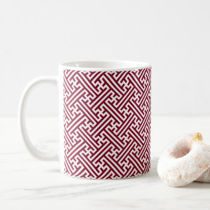Sayagata pattern, Japanese, Burgundy and White Coffee Mug