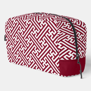 Sayagata pattern, Japanese, Burgundy and White Dopp Kit