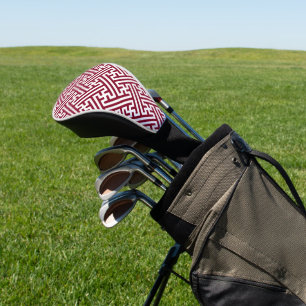 Sayagata pattern, Japanese, Burgundy and White Golf Head Cover
