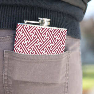 Sayagata pattern, Japanese, Burgundy and White Hip Flask