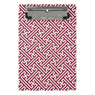 Sayagata pattern, Japanese, Burgundy and White  Mini Clipboard