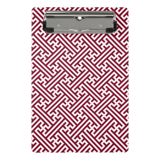 Sayagata pattern, Japanese, Burgundy and White  Mini Clipboard (Front)