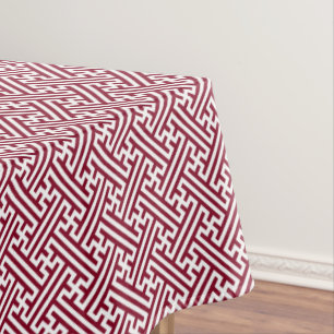 Sayagata pattern, Japanese, Burgundy and White  Tablecloth