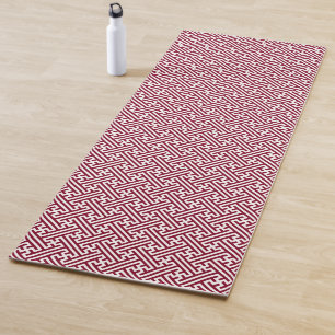 Sayagata pattern, Japanese, Burgundy and White Yoga Mat