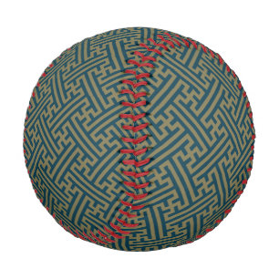 Sayagata pattern, Japanese, Gold and Navy Blue Baseball