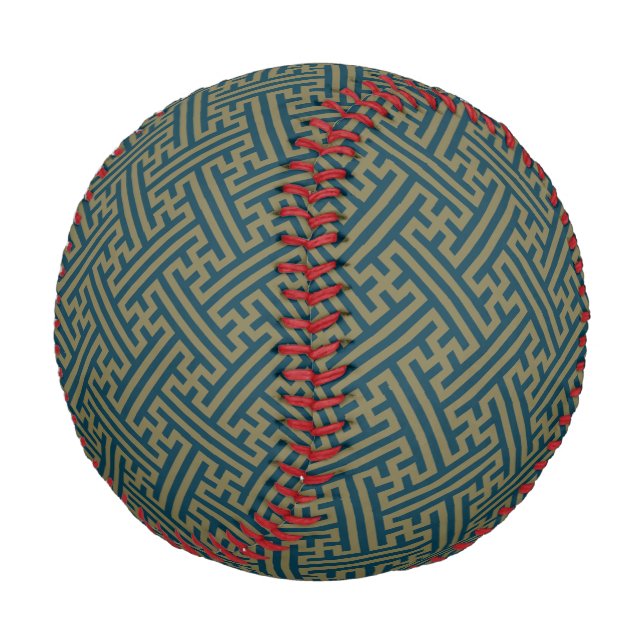 Sayagata pattern, Japanese, Gold and Navy Blue Baseball (Angled)
