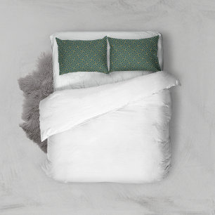 Sayagata pattern, Japanese, Gold and Navy Blue Pillowcase