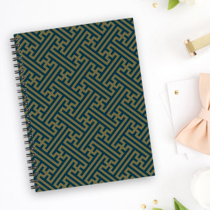 Sayagata pattern, Japanese, Gold and Navy Blue Planner