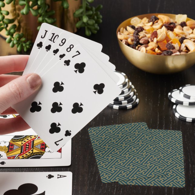 Sayagata pattern, Japanese, Gold and Navy Blue Playing Cards (In Situ)