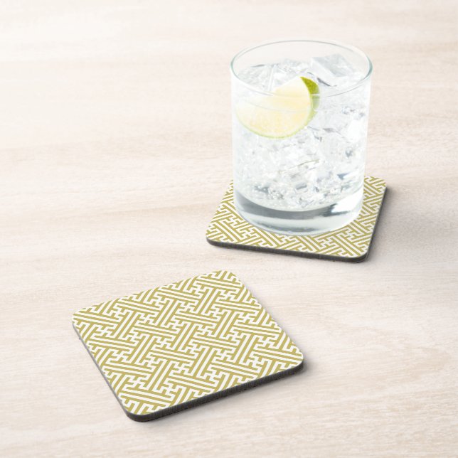 Sayagata pattern, Japanese, Gold and White Coaster (Right Side)