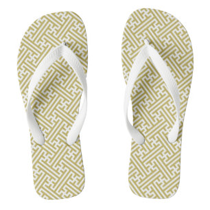 Sayagata pattern, Japanese, Gold and White Jandals